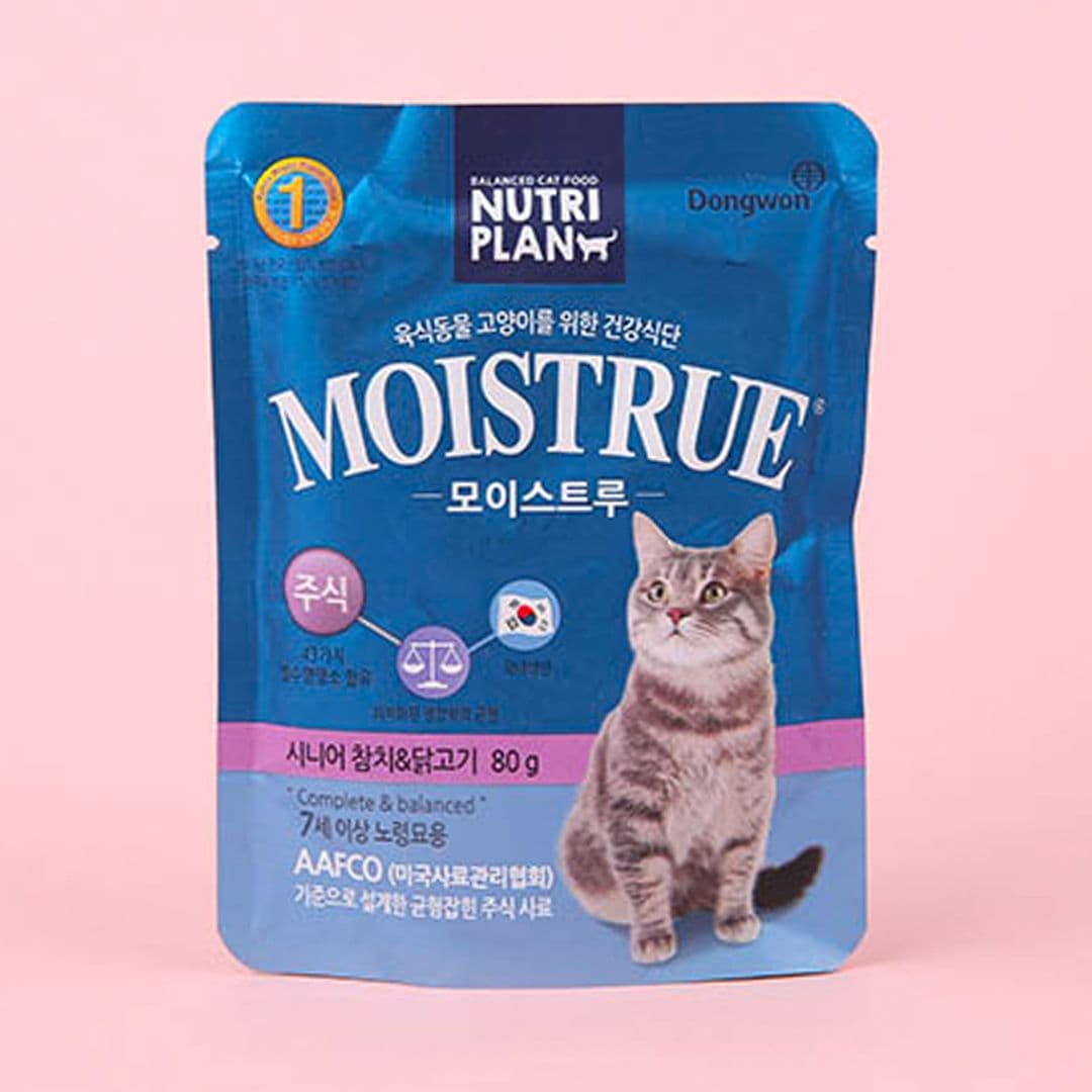 뉴트리플랜 캣 모이스트루 참치&amp;닭고기 시니어 파우치 80g
