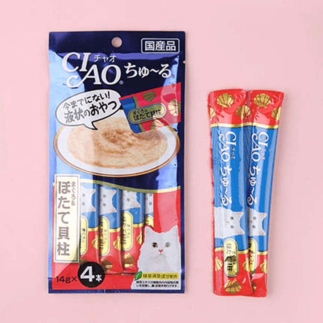 이나바 캣 챠오 츄르 참치&amp;조개관자 14g*4p