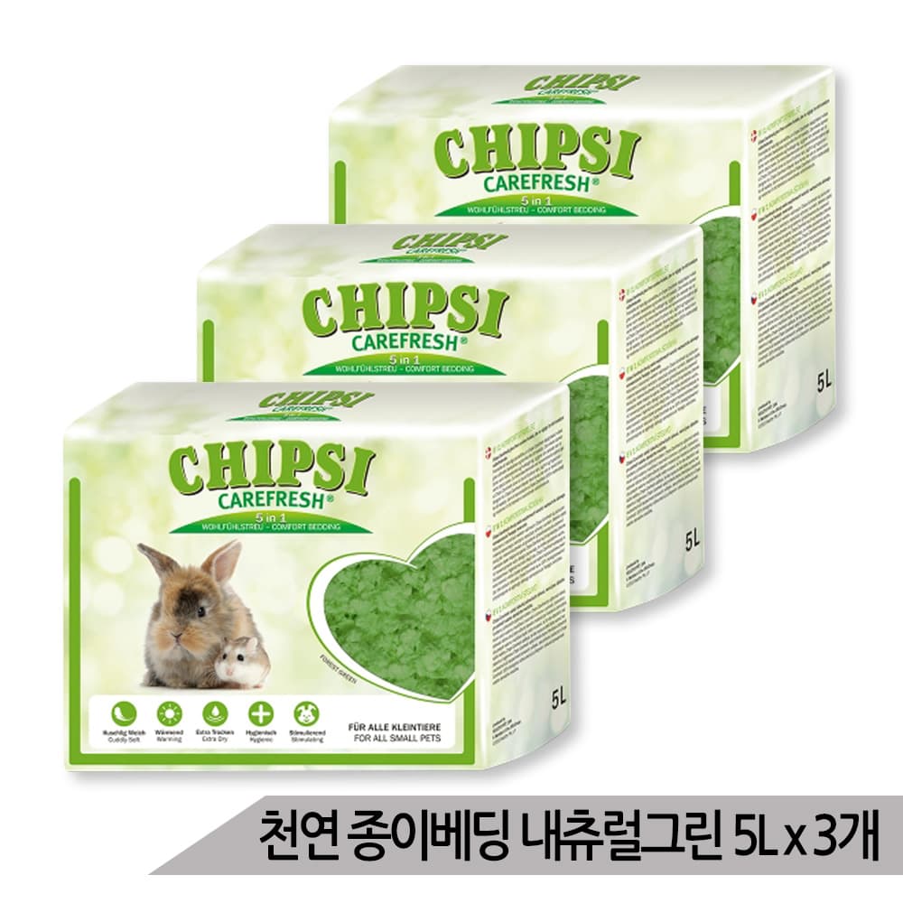 올블루 대용량 천연 종이베딩 칩시 케어프레쉬 그린 5L x 3