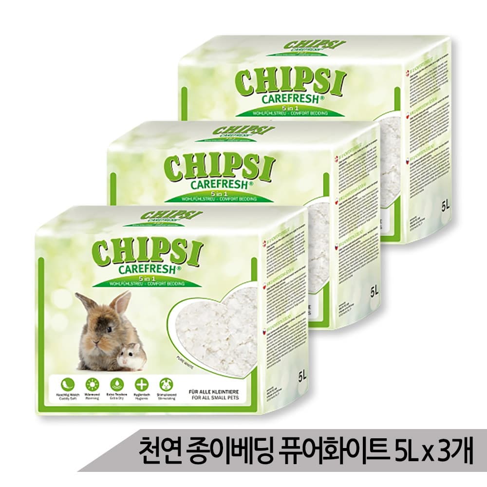 올블루 대용량 천연 종이베딩 칩시 케어프레쉬 화이트 5L x 3