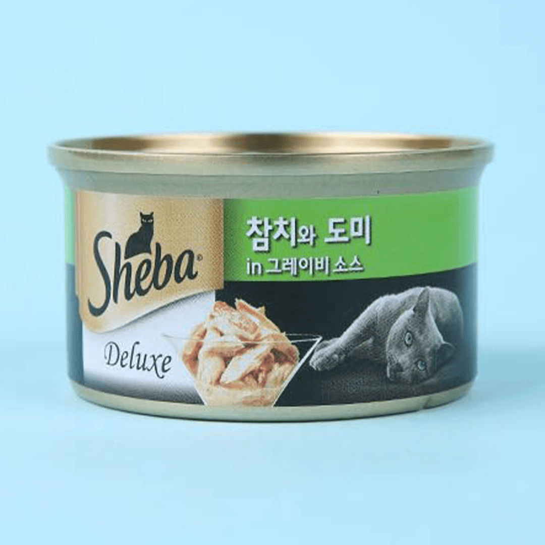 쉬바 캣 디럭스 참치흰살&amp;도미 캔 85g