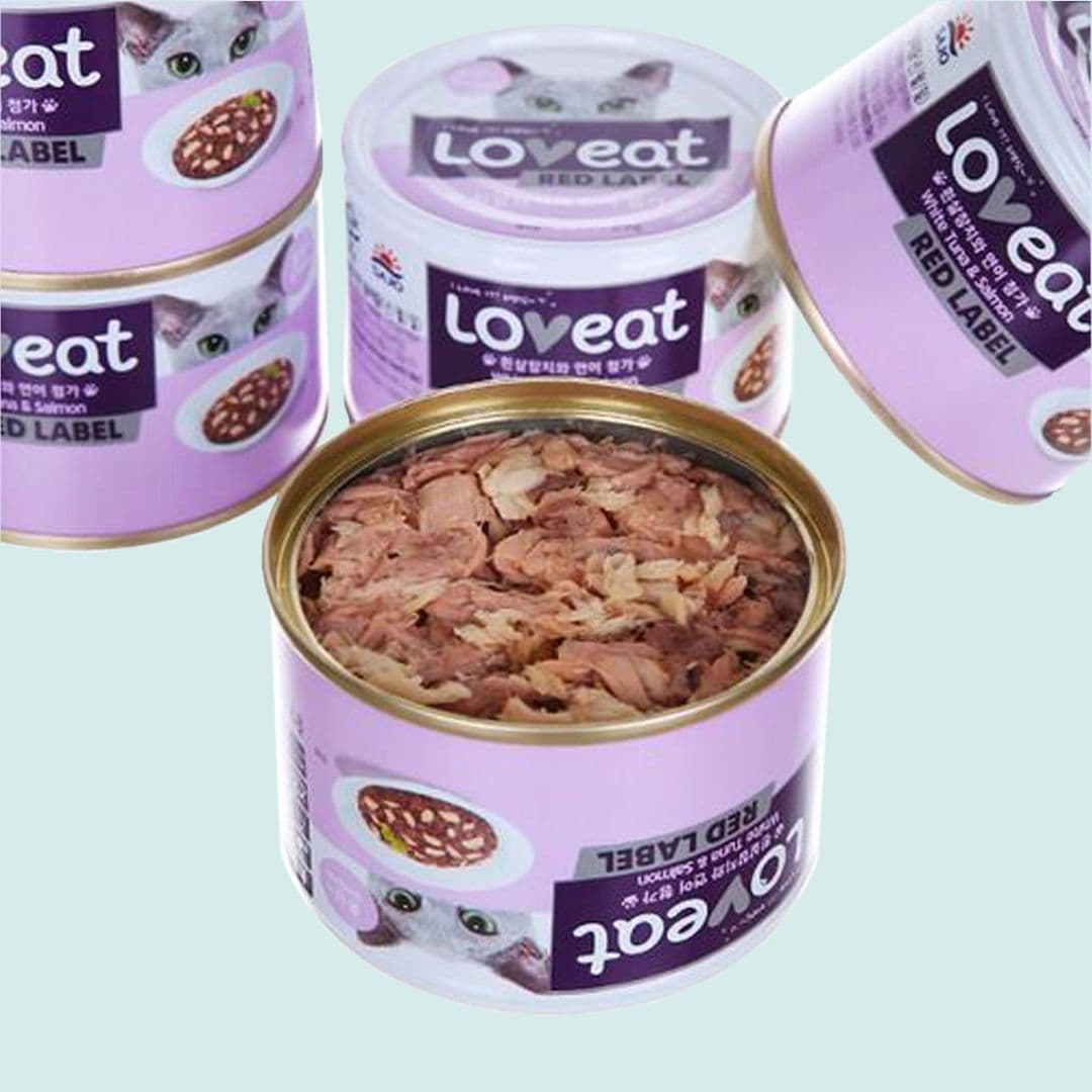 사조 캣 러브잇 레드라벨 흰살참치와&amp;훈제연어 캔 160g