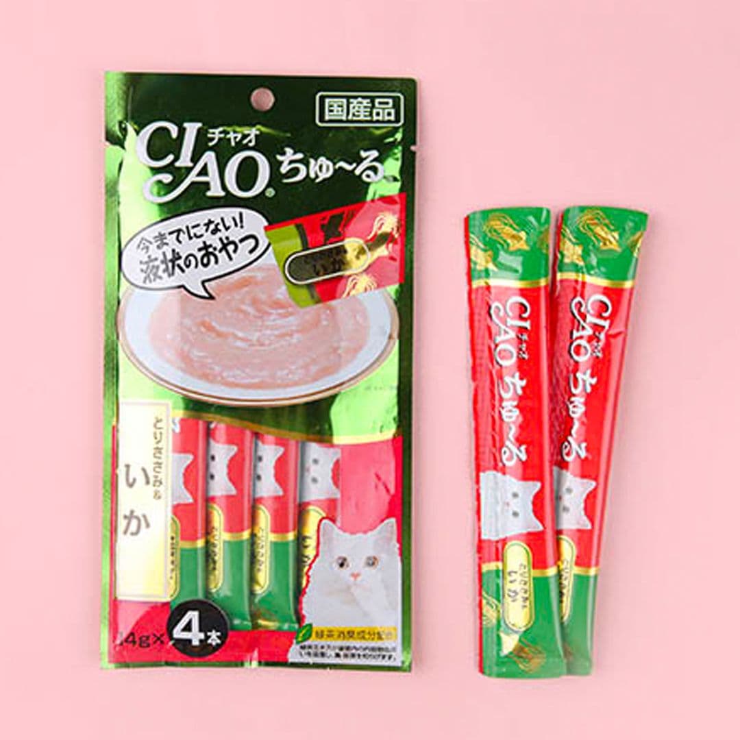 이나바 캣 챠오 츄르 닭가슴살&amp;오징어 14g*4p