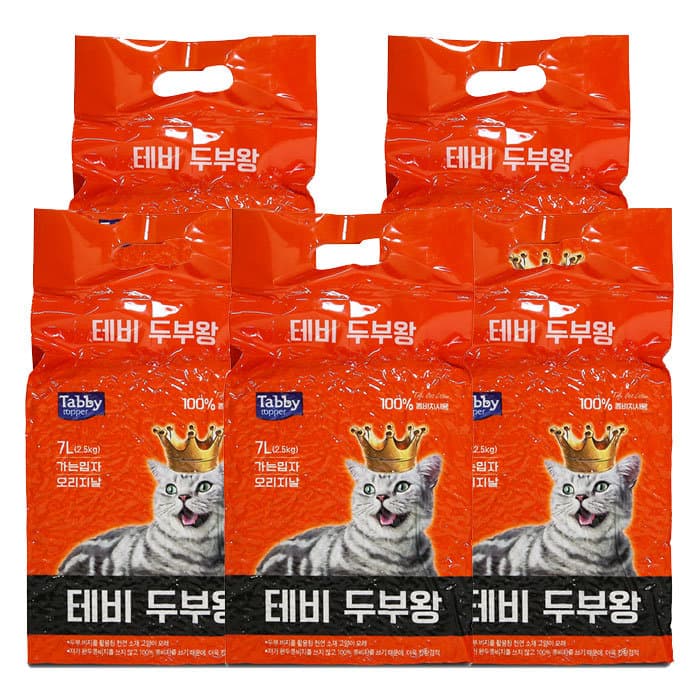 테비토퍼 테비 두부왕 가는입자 오리지널 7L x 5개 고양이 두부모래