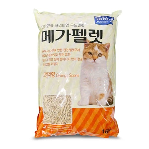 테비토퍼 메가펠렛 우드펠렛 15kg 오렌지향 고양이모래