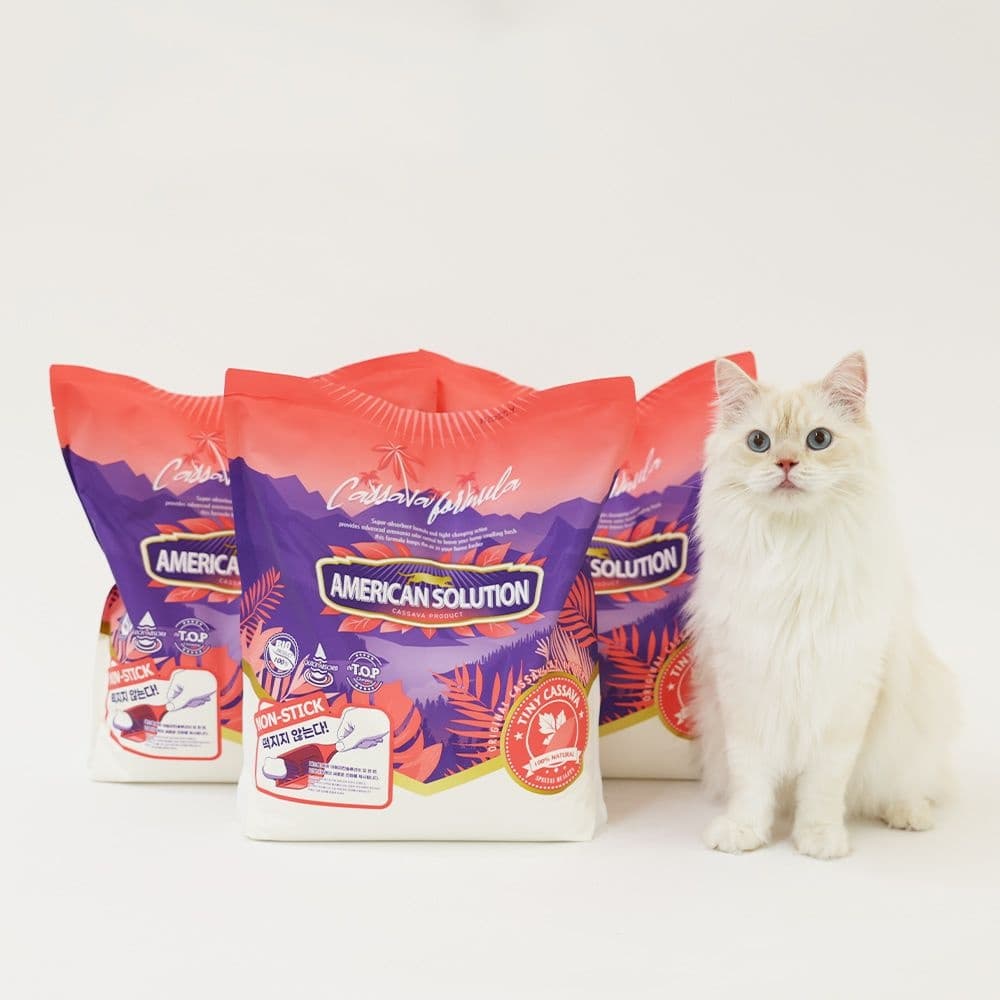 고양이모래 아메리칸솔루션 타이니카사바 4.55kg x3개