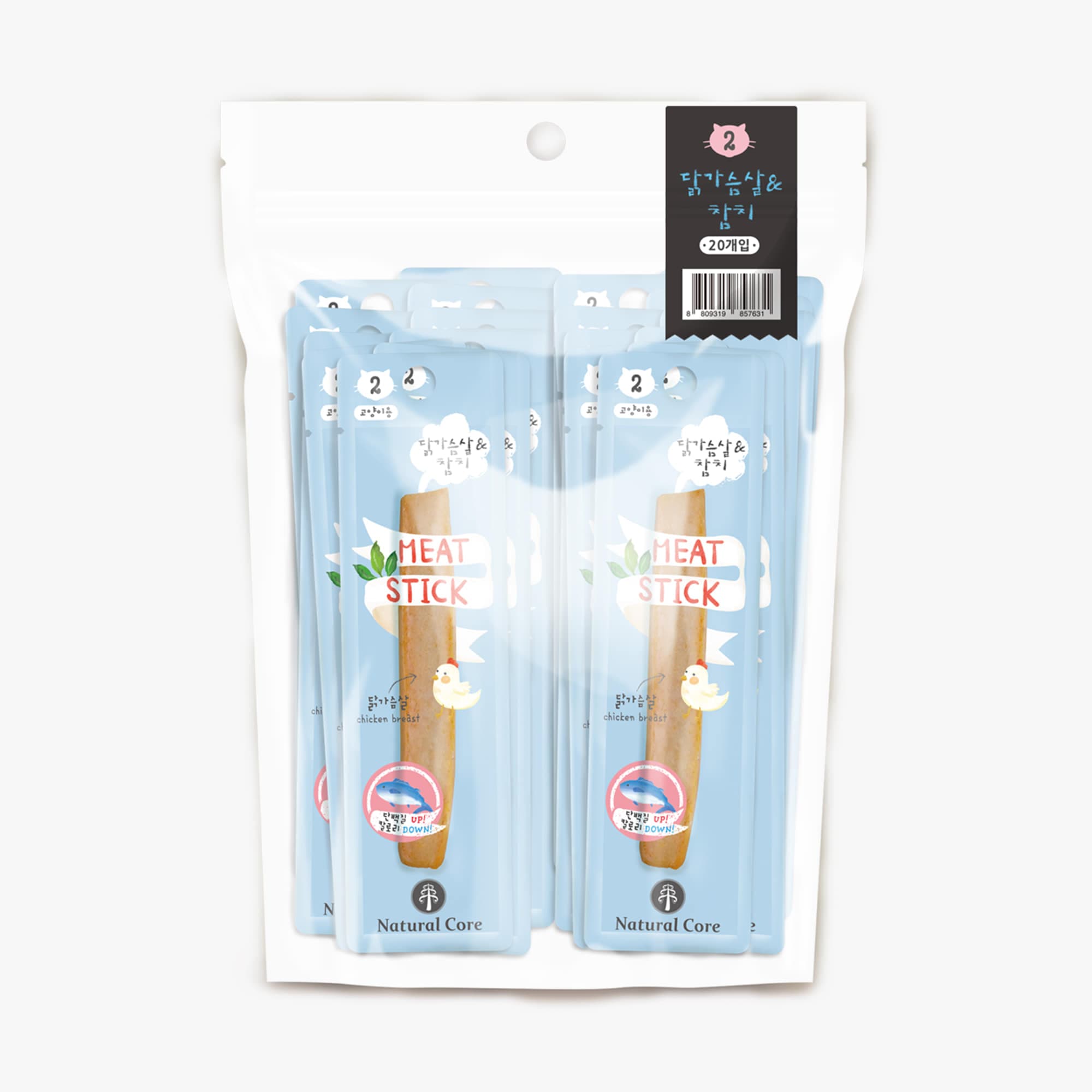 네츄럴코어 네츄럴코어 고양이 씨푸드 미트스틱 닭가슴살&amp;참치 20P