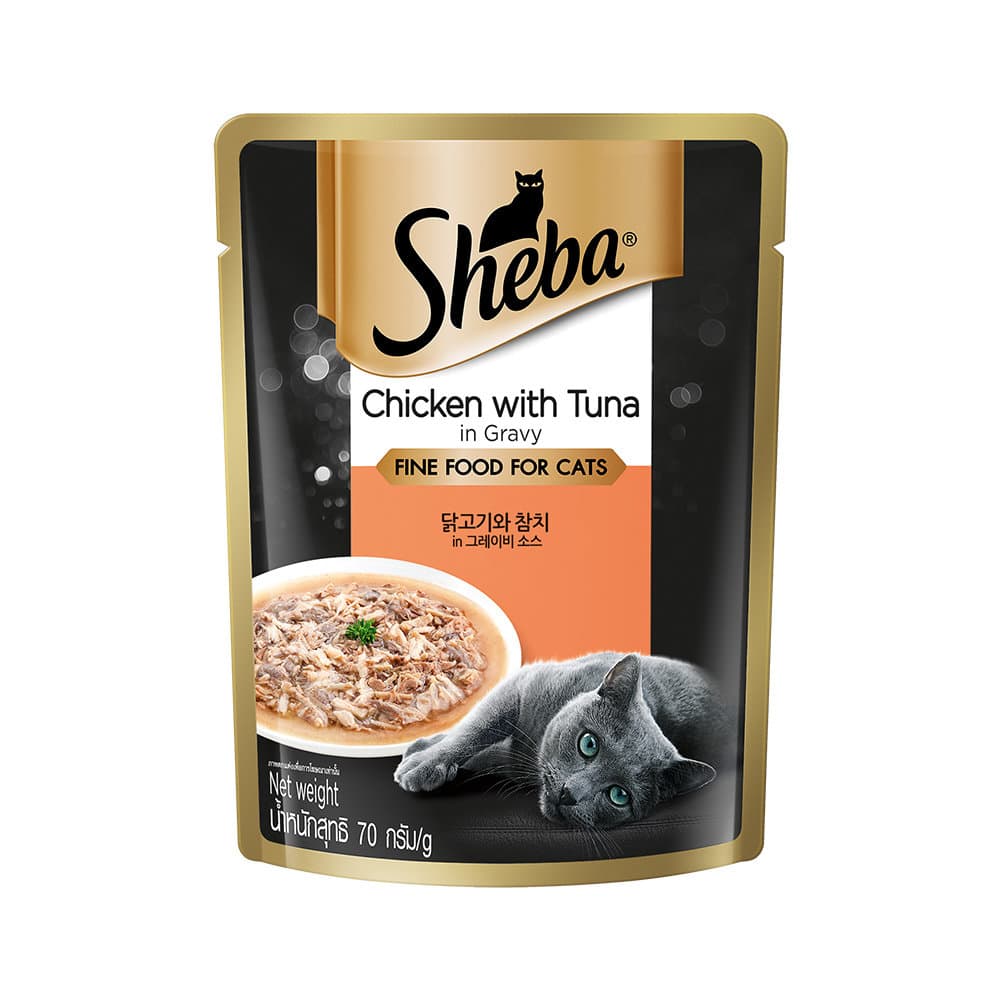 쉬바 파우치 70g 닭고기와 참치 그레이비 고양이간식