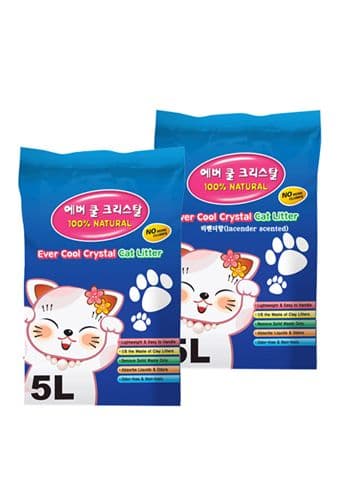 에버쿨 고양이위생 에버쿨 크리스탈 고양이모래 5L 무향 라벤더향