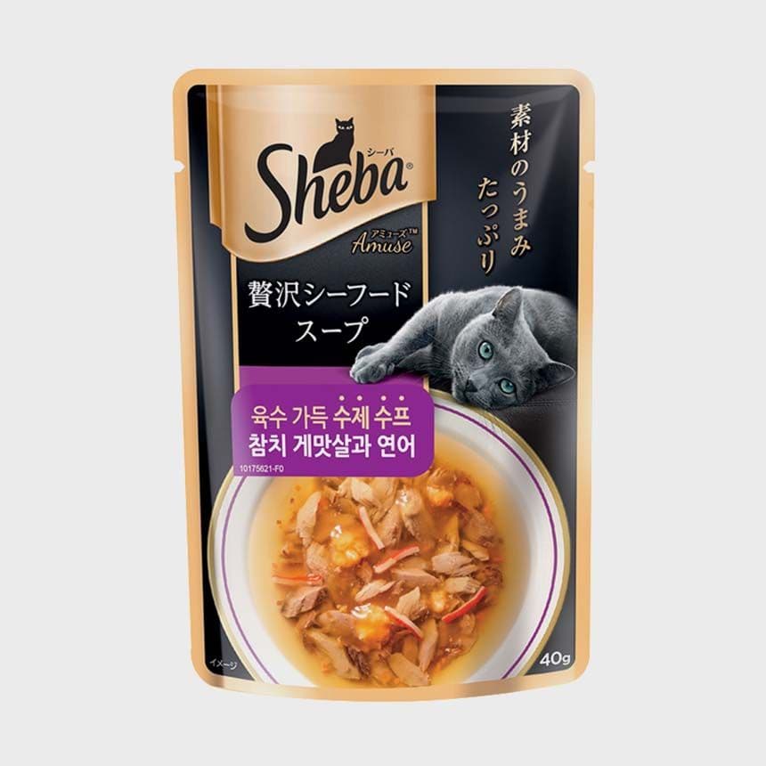 쉬바 캣 수제수프 참치 게맛살&amp;연어 40g