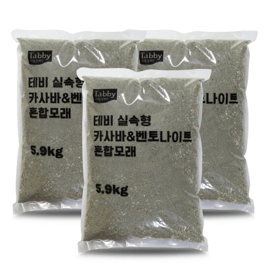 테비 실속형 카사바&amp;벤토나이트 혼합 5.9kg 3개입 고양이모래