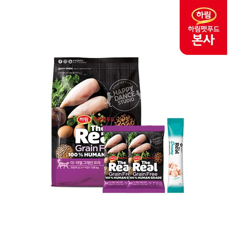 더리얼 더리얼 캣 그레인프리 크런치 닭고기 어덜트 1.7kg(샘플포함) + 크리미 10g