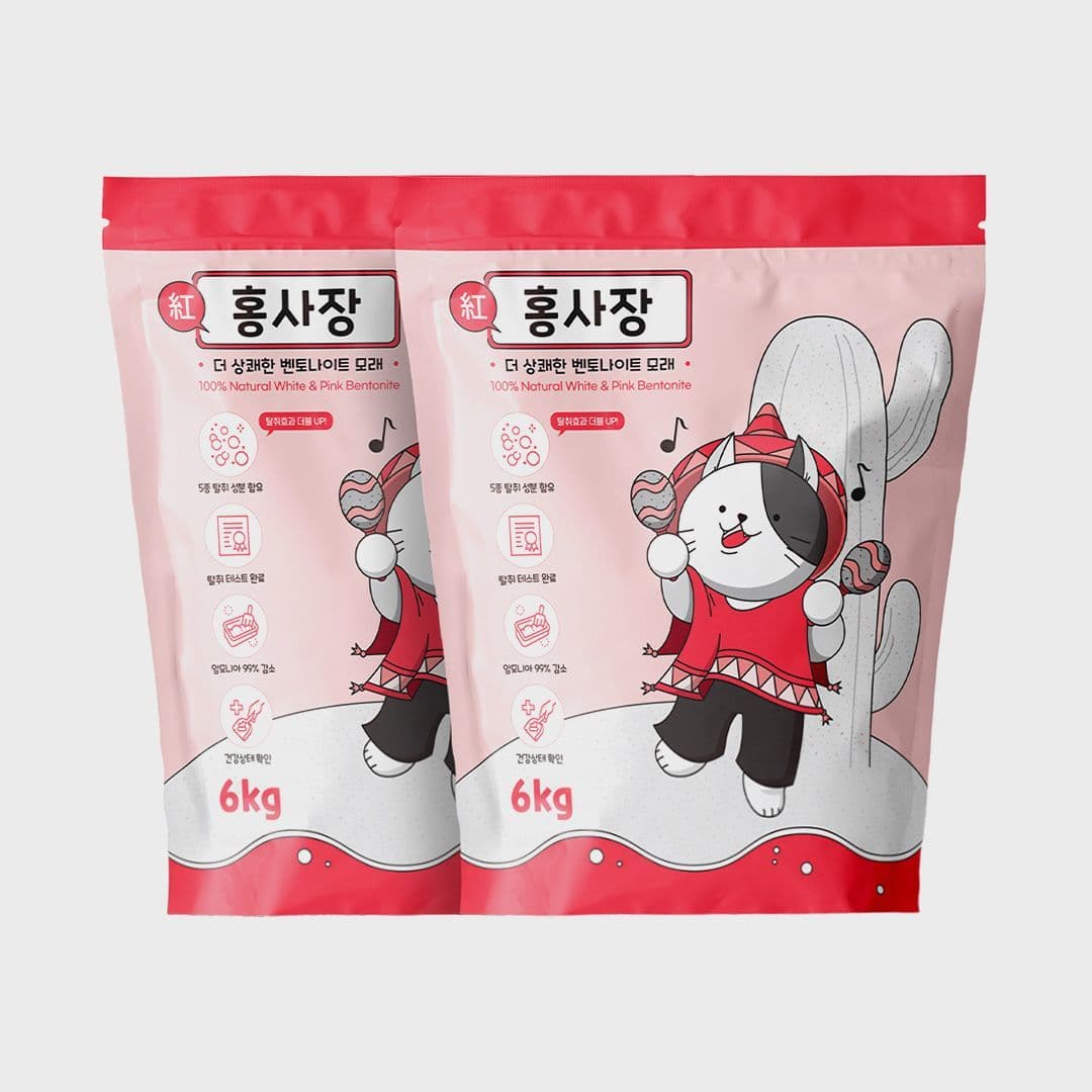 [2개] 홍사장 캣 벤토나이트 모래 6kg