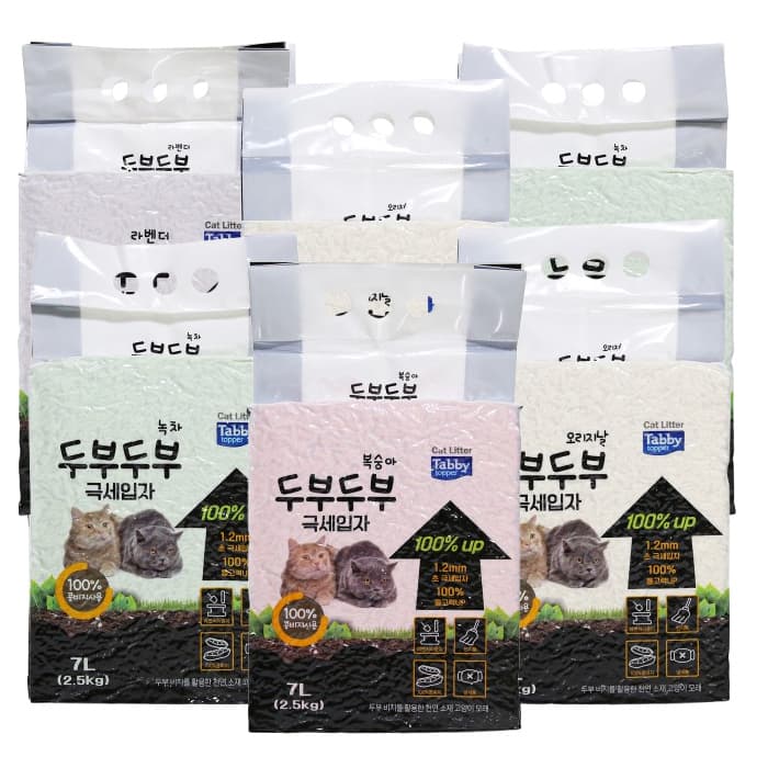 NEW 테비토퍼 두부두부 극세입자 7L 6개입 고양이모래