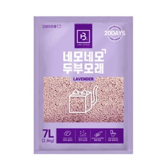 먼지없는고양이모래 두부모래 가는입자 라벤더 7L