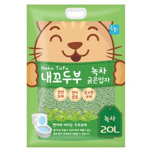 퀸펫 내꼬두부 굵은입자 20L- 녹차 (고양이모래 대용량)
