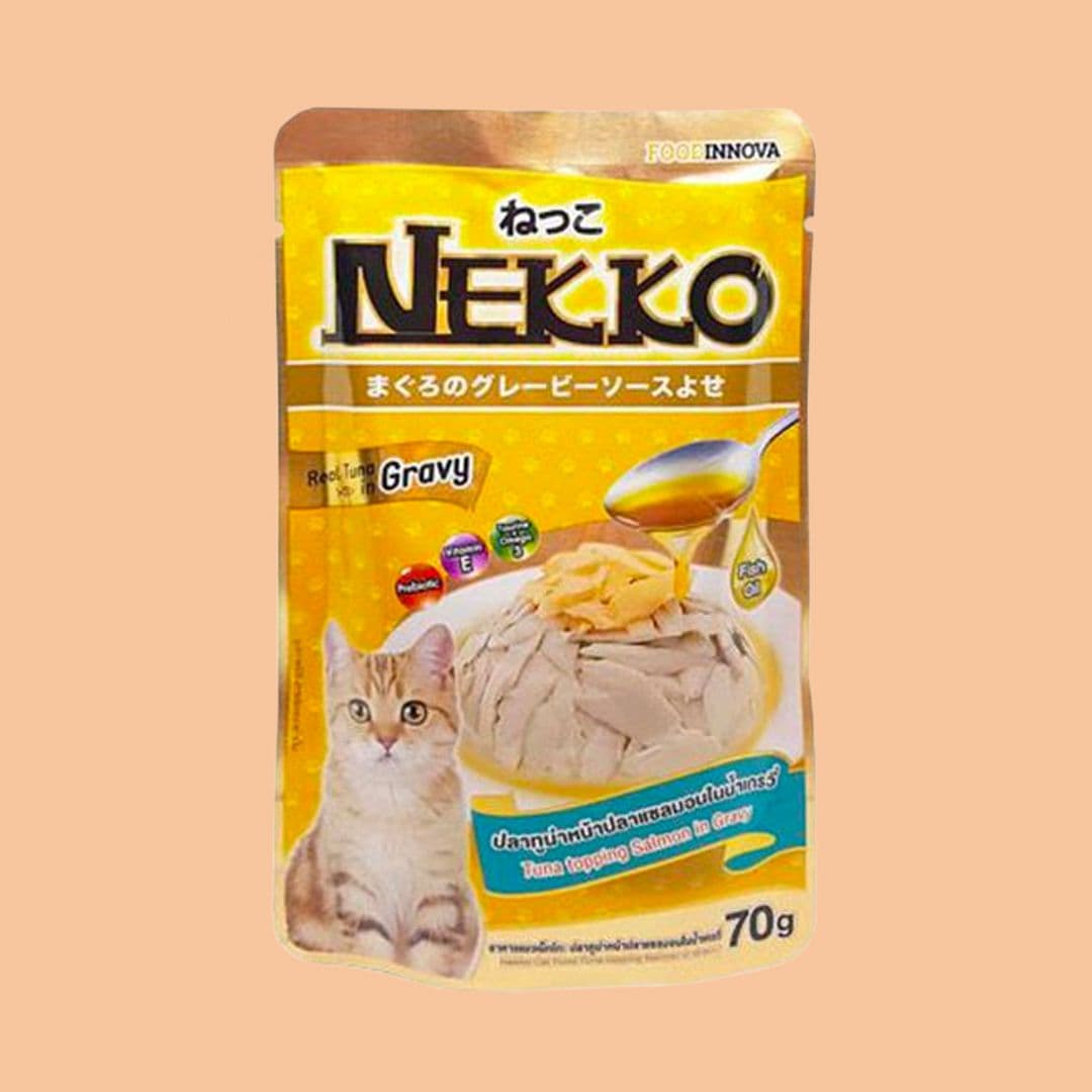 NEKKO 캣 참치&amp;연어 그레이비 파우치 70g