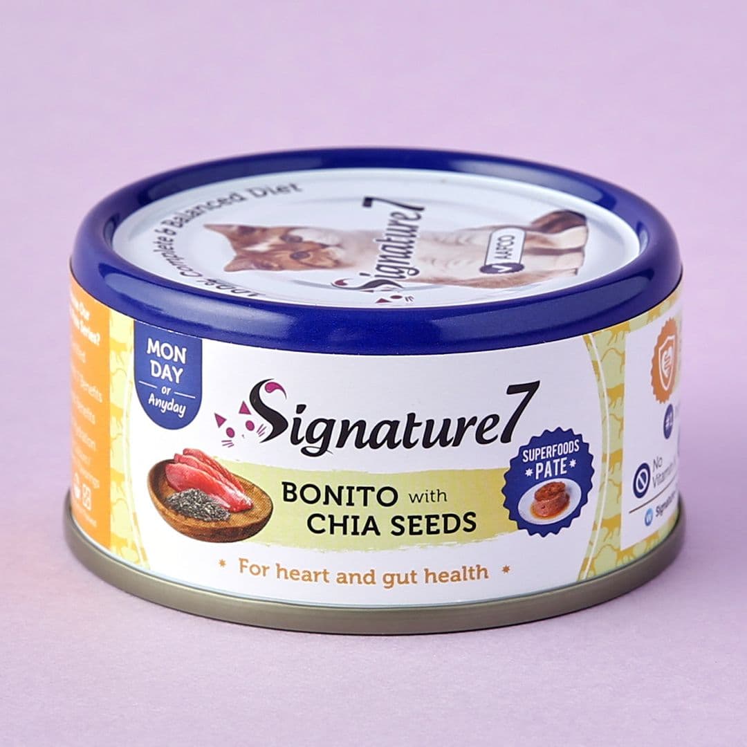시그니쳐7 캣 가다랑어와 닭고기&amp;치아씨드 파테 캔 80g