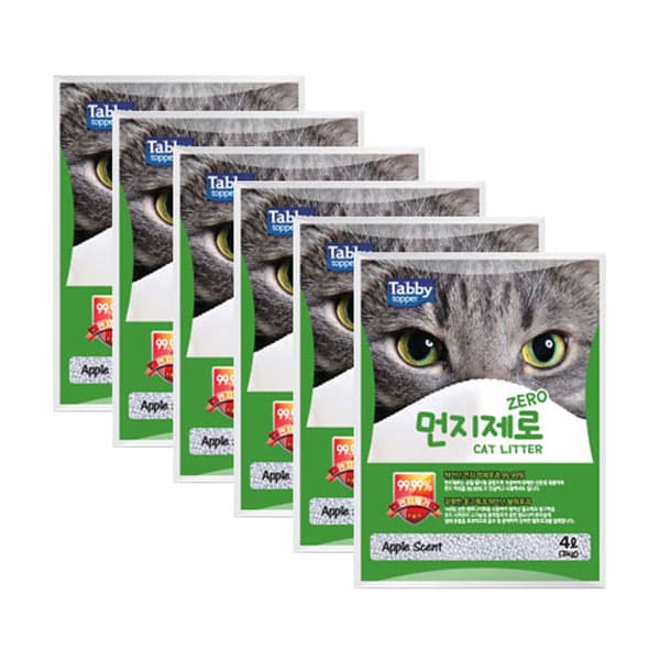 테비토퍼 테비 먼지제로 고양이모래(애플향)4LX6개