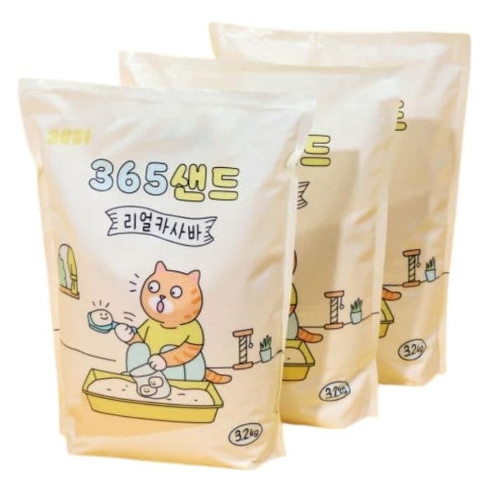 3651 고양이 모래 365샌드 리얼 카사바 추천 3.2kg X3