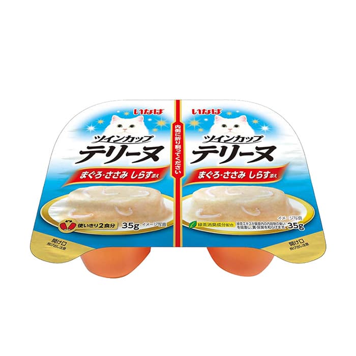 이나바 챠오 트윈컵 테린 35g 2개입 참치&amp;닭가슴살&amp;치어 고양이간식