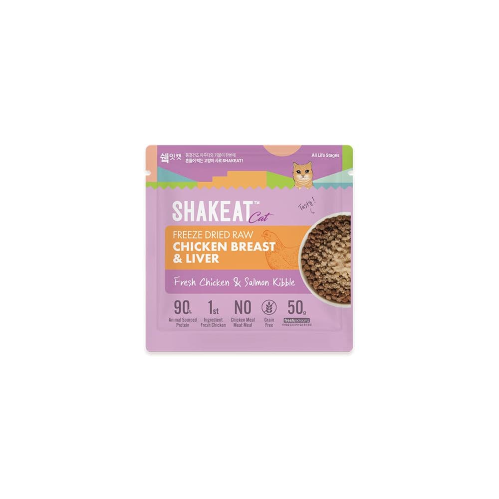 [사료샘플] 쉨잇 캣 동결건조 닭가슴살&amp;닭간과 프레시 치킨&amp;살몬 키블 50g