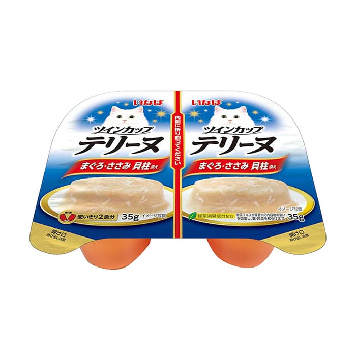 이나바 챠오 트윈컵 테린 35g 2개입 참치&amp;닭가슴살&amp;관자 고양이간식