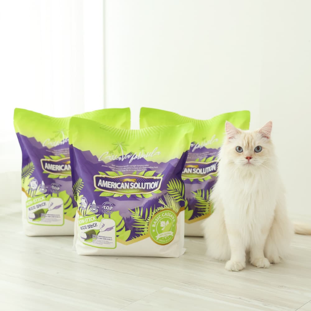 아메리칸솔루션 카사바 베이직 4.55kg 먼지없는 고양이모래 x3봉(1박스)