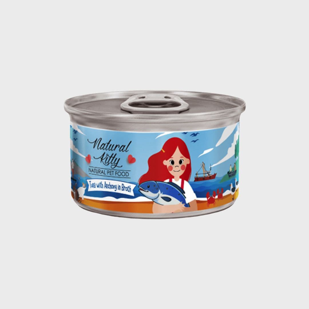 내추럴키티 내추럴 참치&amp;멸치 수프 캔 80g