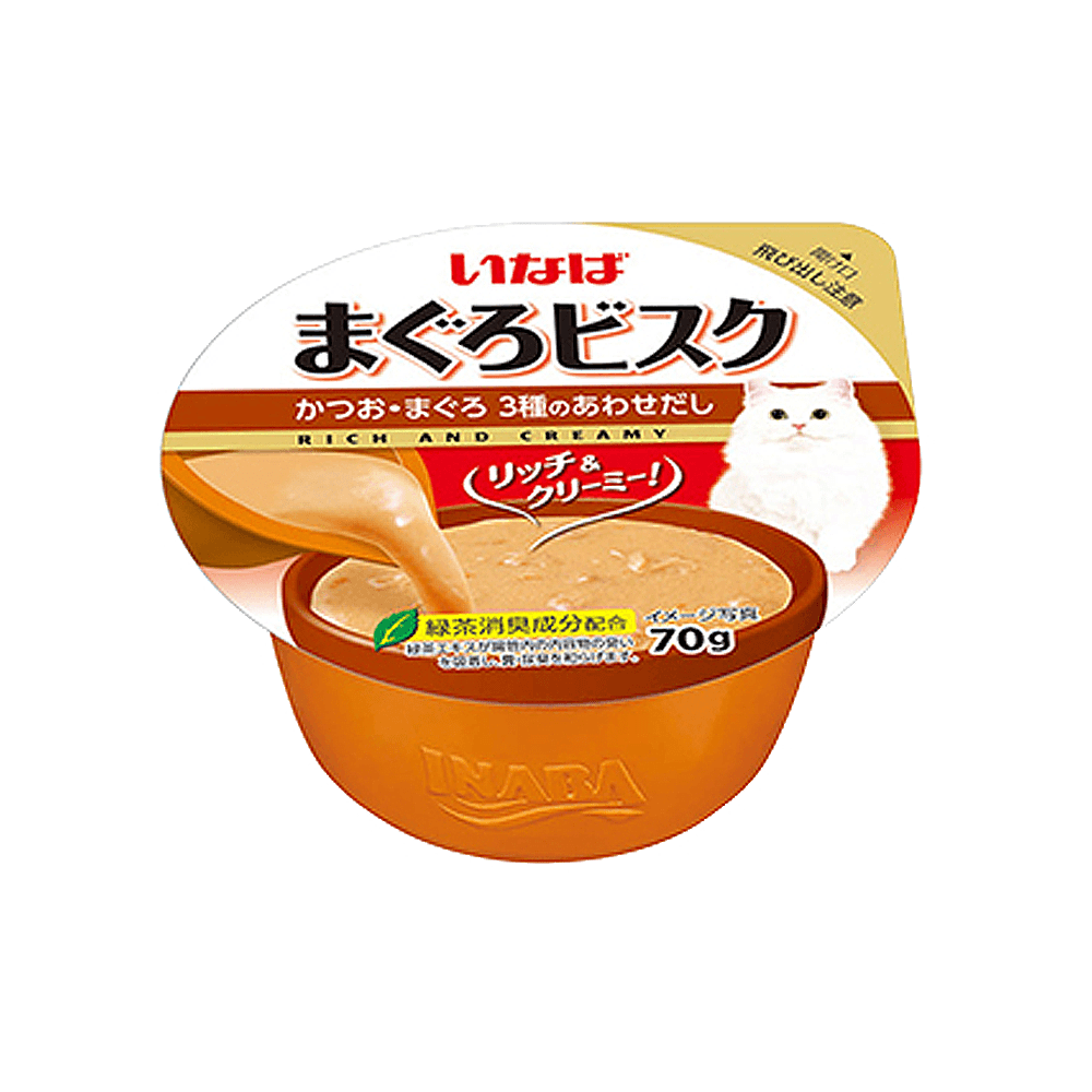 이나바 비스크컵 고양이간식 가다랑어 참치 혼합육수 70g 1개