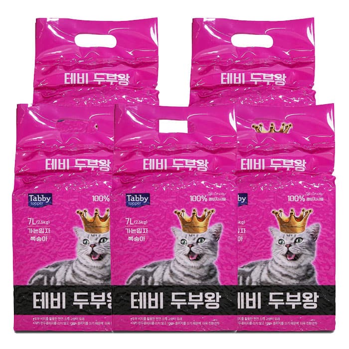 테비토퍼 테비 두부왕 가는입자 복숭아 7L x 5개 고양이 두부모래