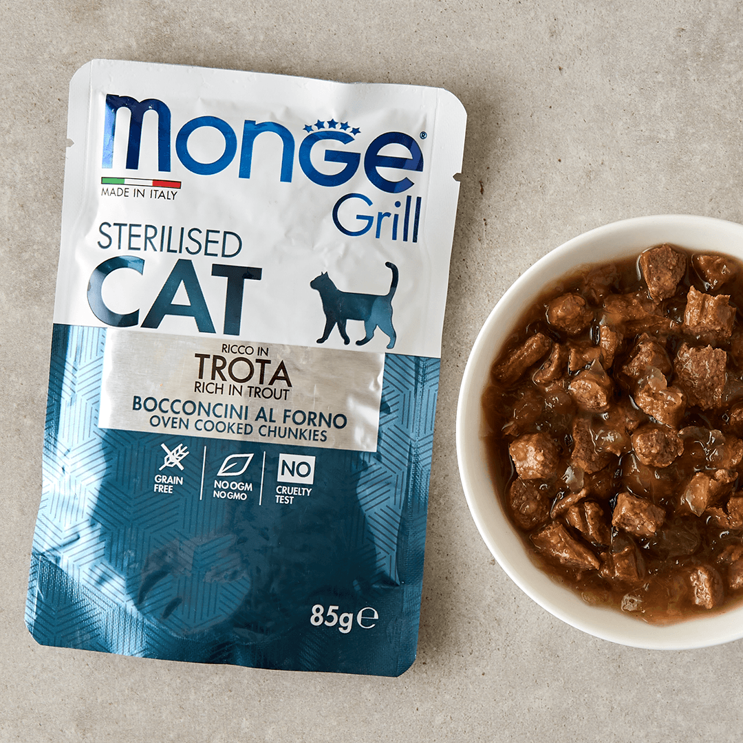 몬지 캣 그릴 오븐베이크 청키 그레인프리 송어 어덜트 파우치 85g