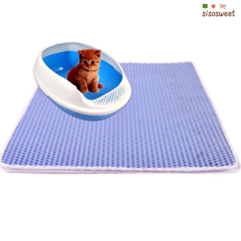 고양이 화장실 사막화 반려 동물 고양이 화장실 매트 사막화 방지 모래 매트 블루40x50