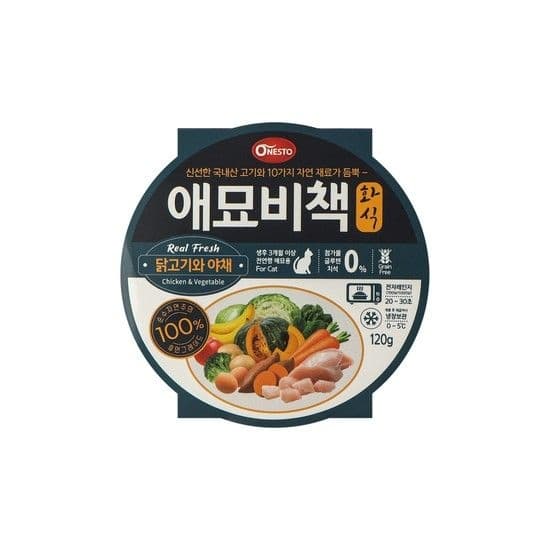 고양이 화식 사료 애묘비책 닭고기와야채 120g