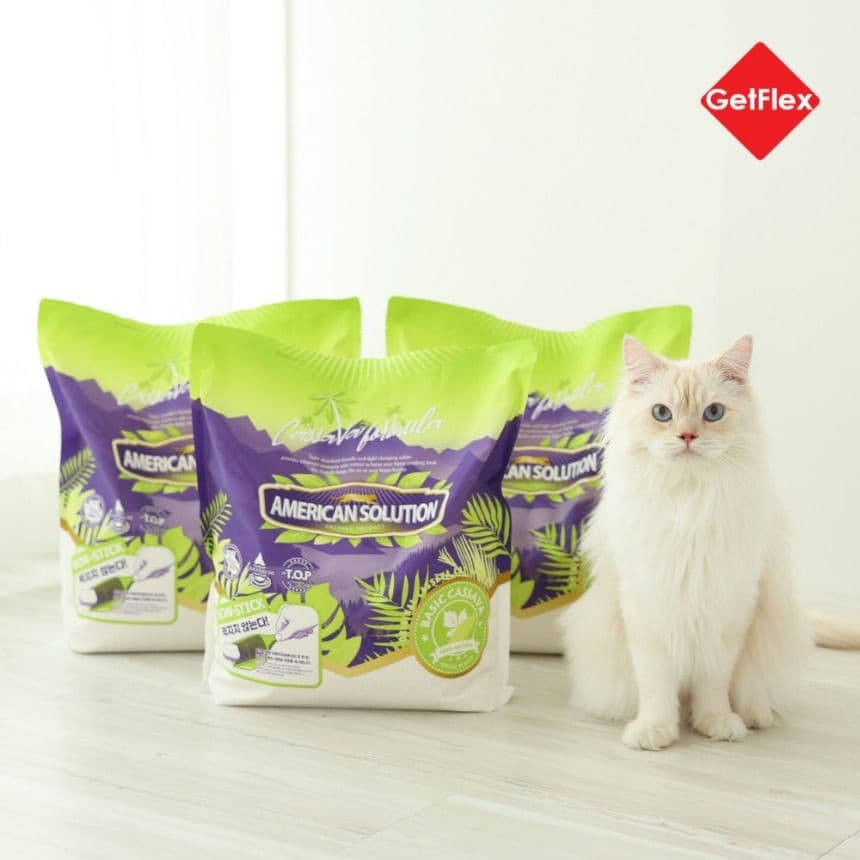 아메리칸솔루션 카사바 고양이모래 베이직(굵은입자)4.55kg 3팩