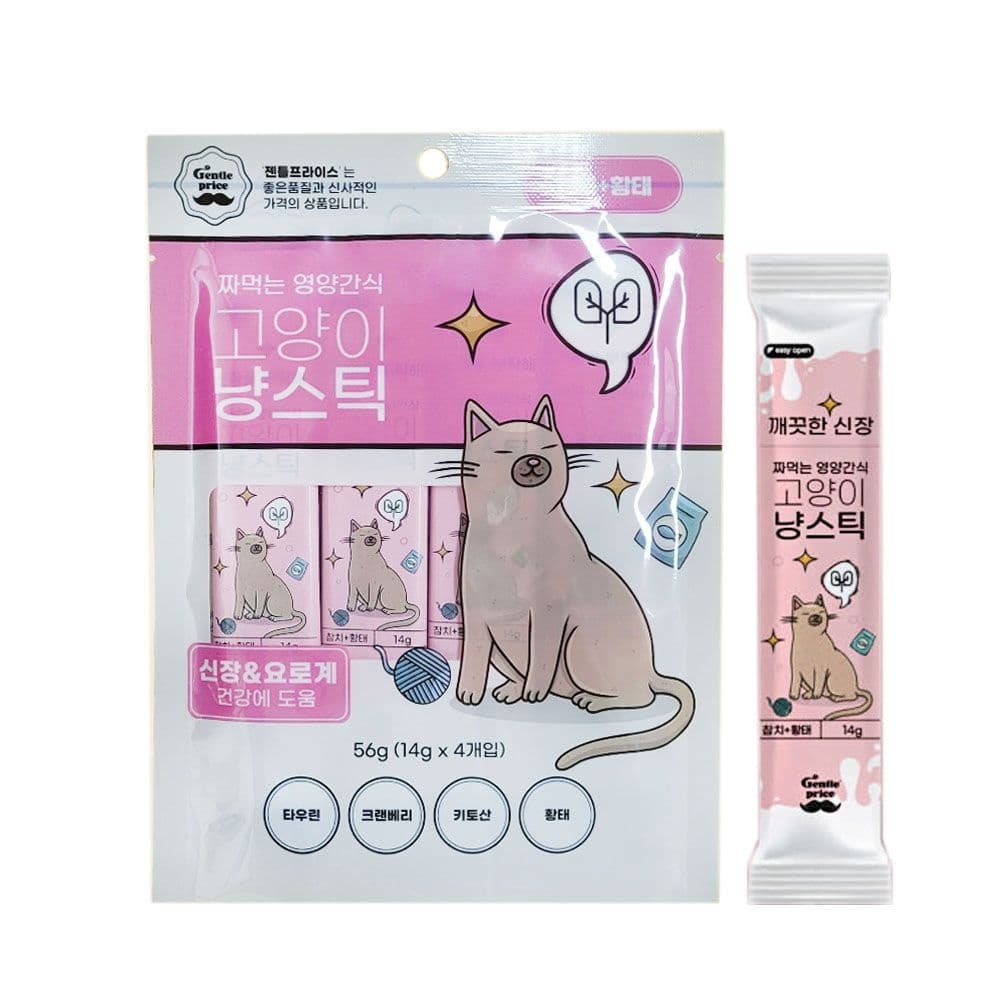 젠틀프라이스 고양이츄르 냥스틱 참치+황태(신장&amp;요로) 56g