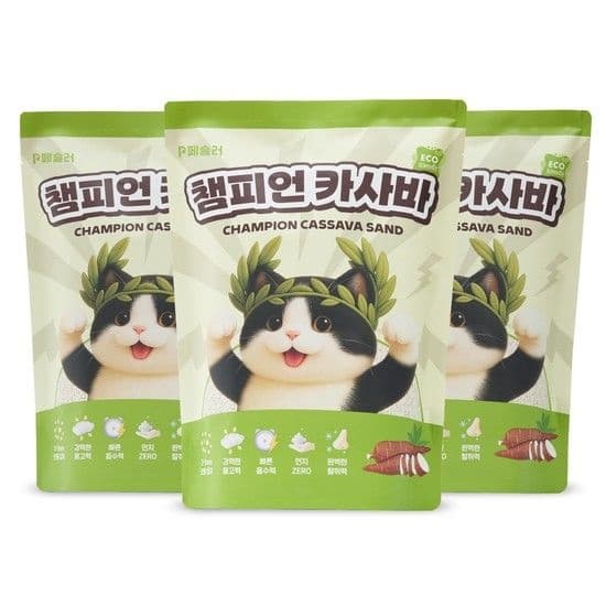 챔피언 카사바 고양이 카사바 모래 4.5kg 3개