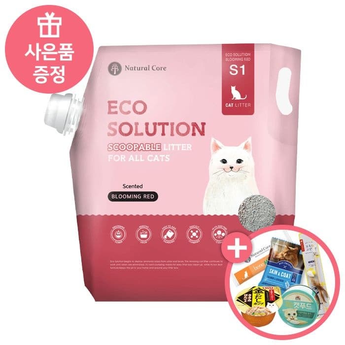 네츄럴코어 에코솔루션 벤토나이트 고양이 모래 블루밍레드 4kg