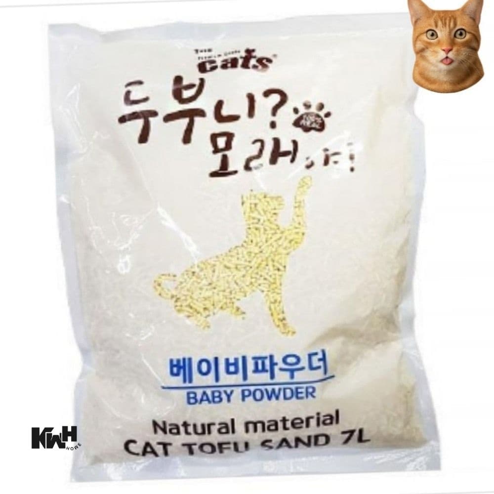 고양이 두부모래 베이비파우더 7L 물에녹는고양이모래 먼지없는모래 고양이화장실모래 응고형모래