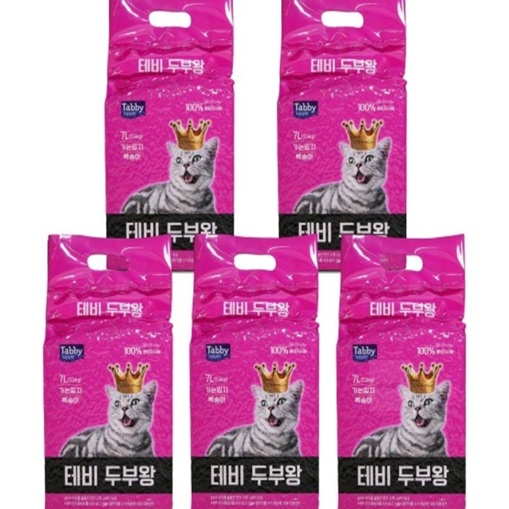 다온58 고양이 두부모래 가는입자7L 복숭아X5개 1박스 고흡수력 먼지적은소재 가루날림