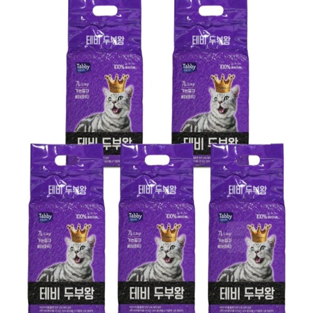 다온58 고양이 두부모래 가는입자7L 베이비파우더X5개 1박스 배변 탈취효과 건강관리