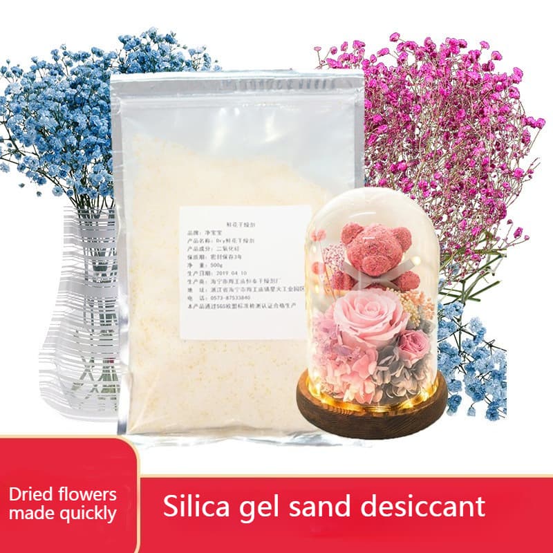 500g 제습제/재사용 가능한 실리카겔 모래 제습제 수제 DIY 꽃 건조 공예 제품 제작에 적합 가정용