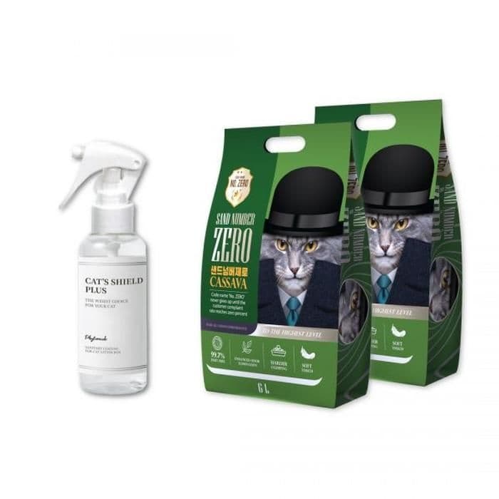 샌드넘버제로 고양이 모래 카사바 6L 2봉 + 베변 용품 캣츠쉴드 플러스 100ml