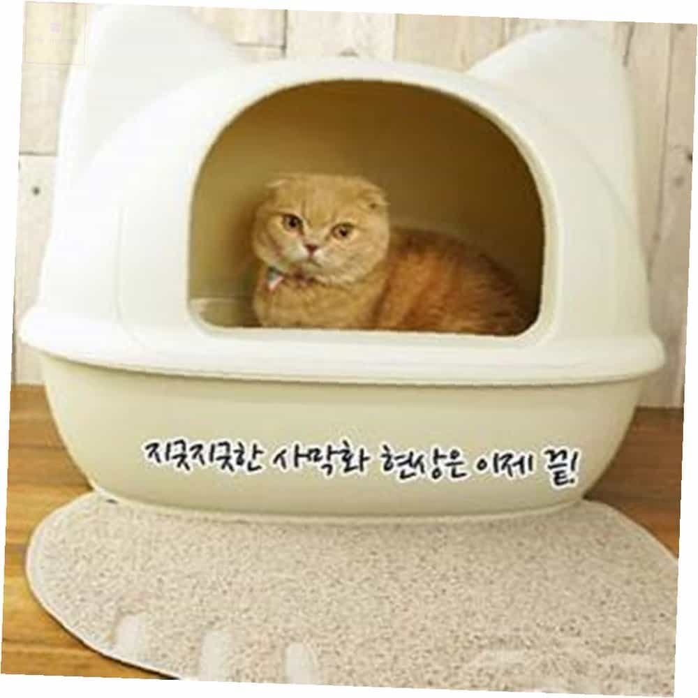 뚱냥이 모래매트 라이트그레이 고양이발매트 고양이모래매트 펫라이프하프문모래매트