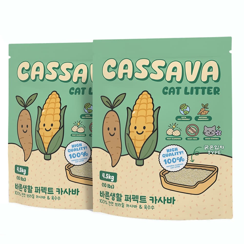 바른생활펫 바른생활 퍼펙트 브라질 카사바 고양이모래 굵은입자 4.5kg x 2개
