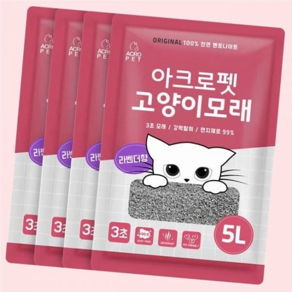 아크로펫 20L 먼지없는 벤토나이트 대용량 고양이모래 5L 4개 고양이화장실 4524633