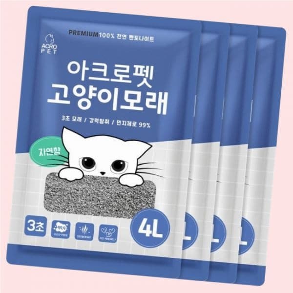 아크로펫 고양이모래 벤토나이트 먼지없는모래 4L x4팩 자연향 4542714
