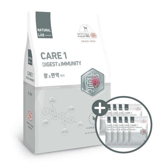 네츄럴랩 케어1 고양이사료 장 면역 2kg+ 사료샘플