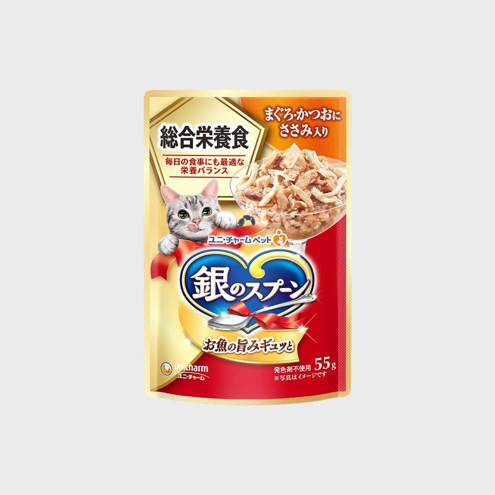 긴노스푼 캣 종합영양식 참치&amp;가다랑어&amp;닭가슴살 습식 파우치 55g