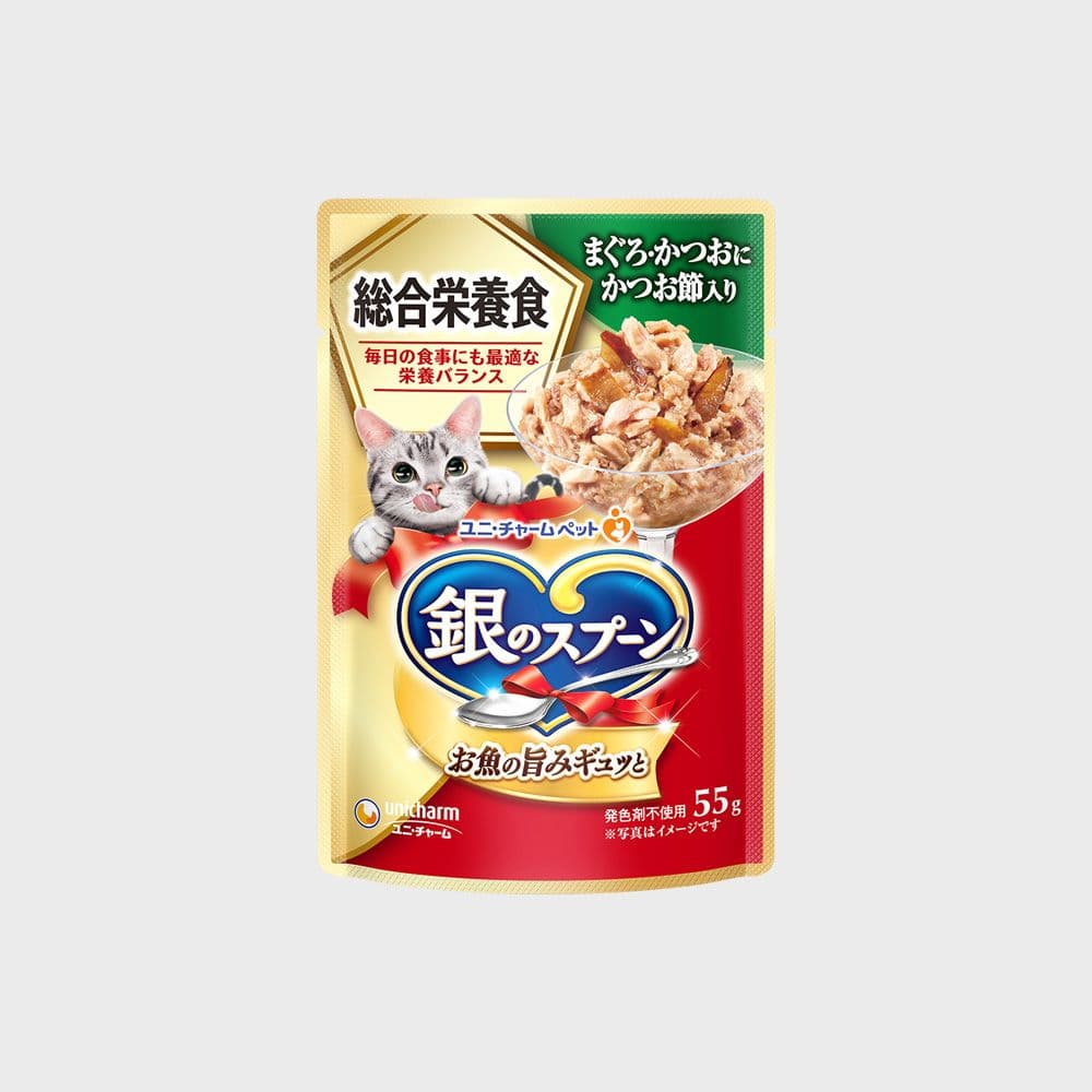 긴노스푼 캣 종합영양식 참치&amp;가다랑어 습식 파우치 55g